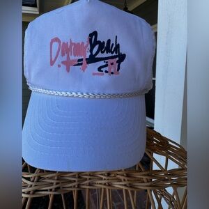 Vintage Daytona Beach FL Retro Rope Trucker Snapback Hat Pink White 80s 90s